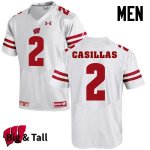 Men's Wisconsin Badgers NCAA #2 Jonathan Casillas White Authentic Under Armour Big & Tall Stitched College Football Jersey XR31G74PP